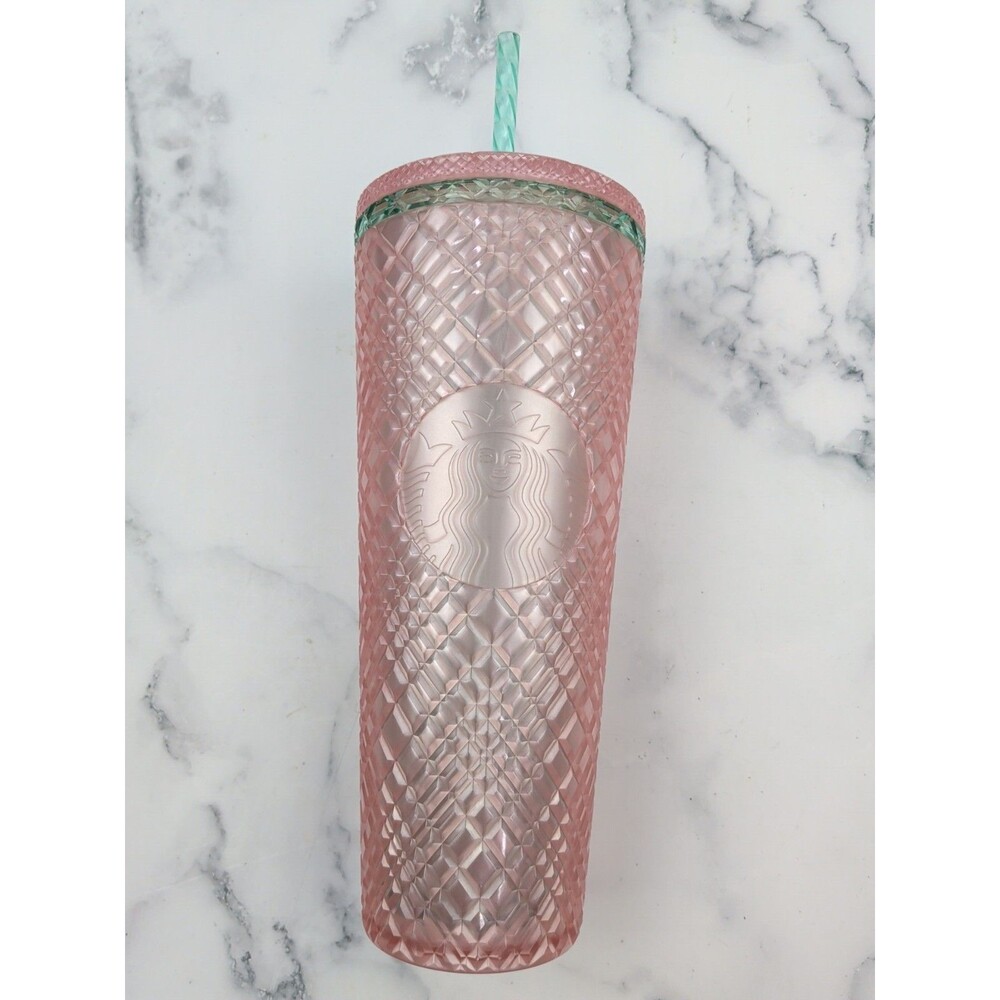 Starbucks 2021 Summer Jeweled Pearl Pink Green Venti 24oz Tumbler